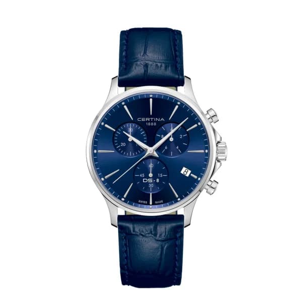 Certina Montre Certina DS-8 Chrono Cadran Bleu Bracelet Cuir