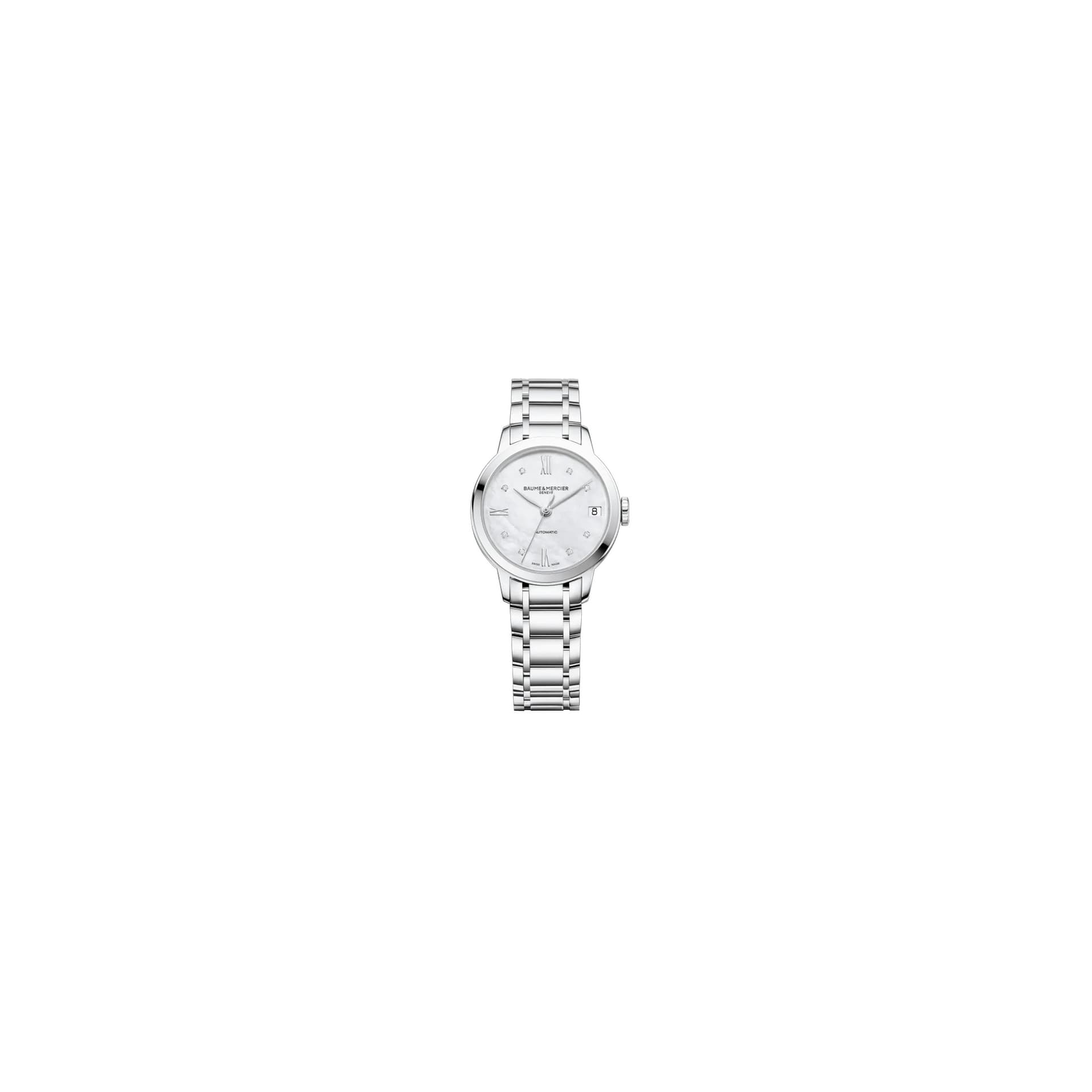 Baume & Mercier Montre Baume et Mercier Classima automatique cadran nacre index diamants bracelet acier 31 mm
