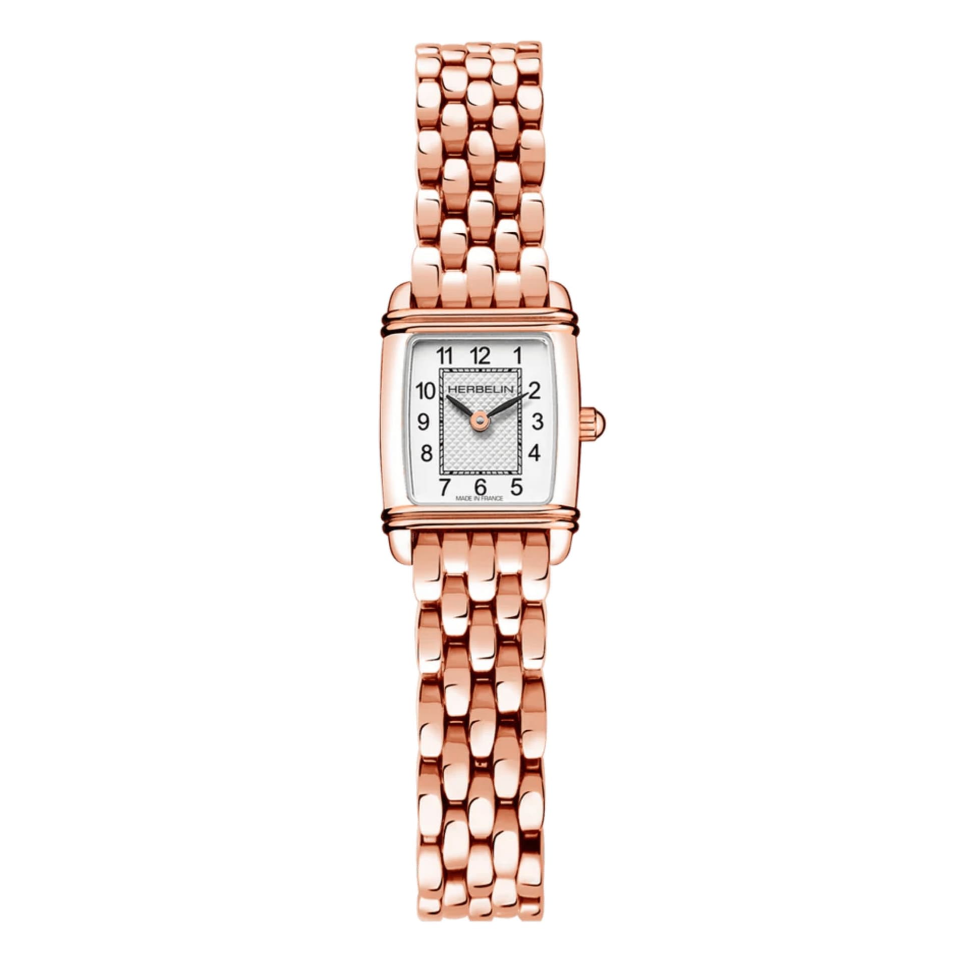 Michel Herbelin Montre Michel Herbelin Art Déco quartz cadran blanc chiffres arabes bracelet acier PVD or rose
