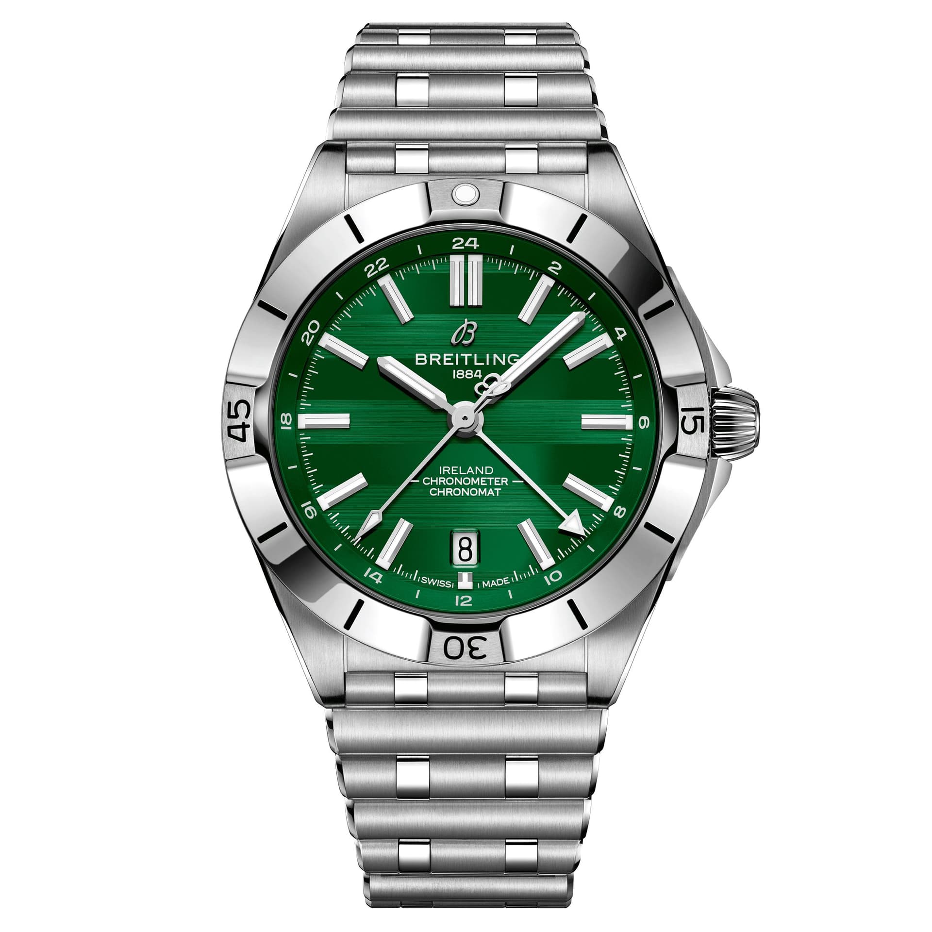 Breitling Montre Breitling Chronomat GMT Six Nations Irlande automatique cadran vert bracelet acier 40 mm