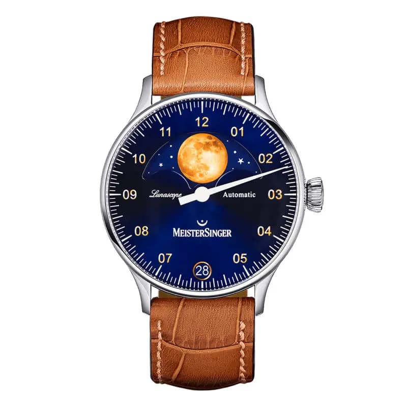 MeisterSinger Montre Lunascope Bleu soleillé/Doré LS908G