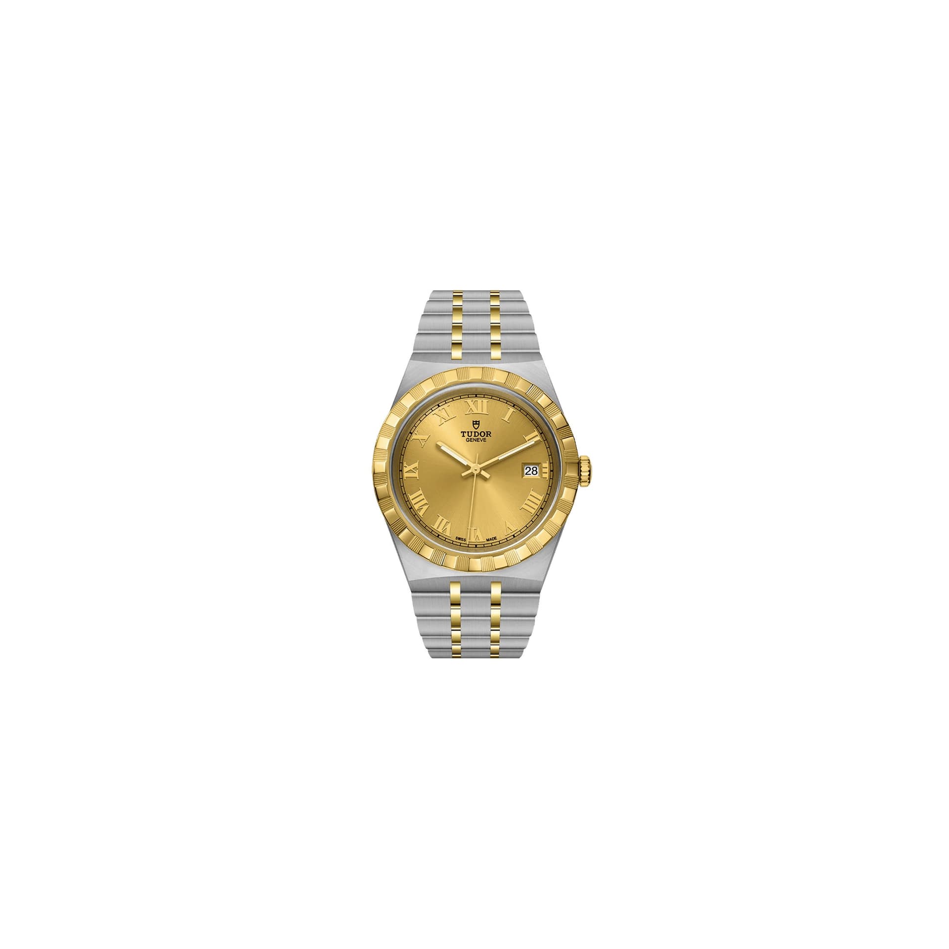 Tudor Montre Tudor Royal automatique cadran champagne bracelet acier et or jaune 38 mm