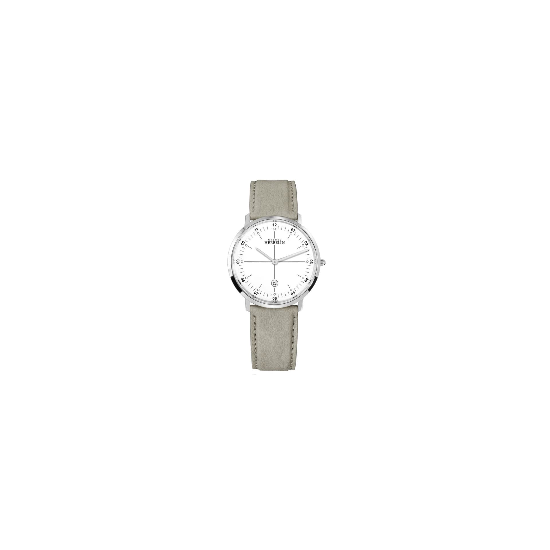 Michel Herbelin Montre Michel Herbelin City Vegan quartz cadran blanc bracelet végétal beige 38,7 mm
