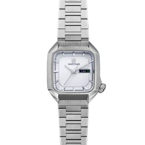 March LA.B Montre MARCH LA.B AM2 Electrique 39mm Cadran White Bracelet Acier