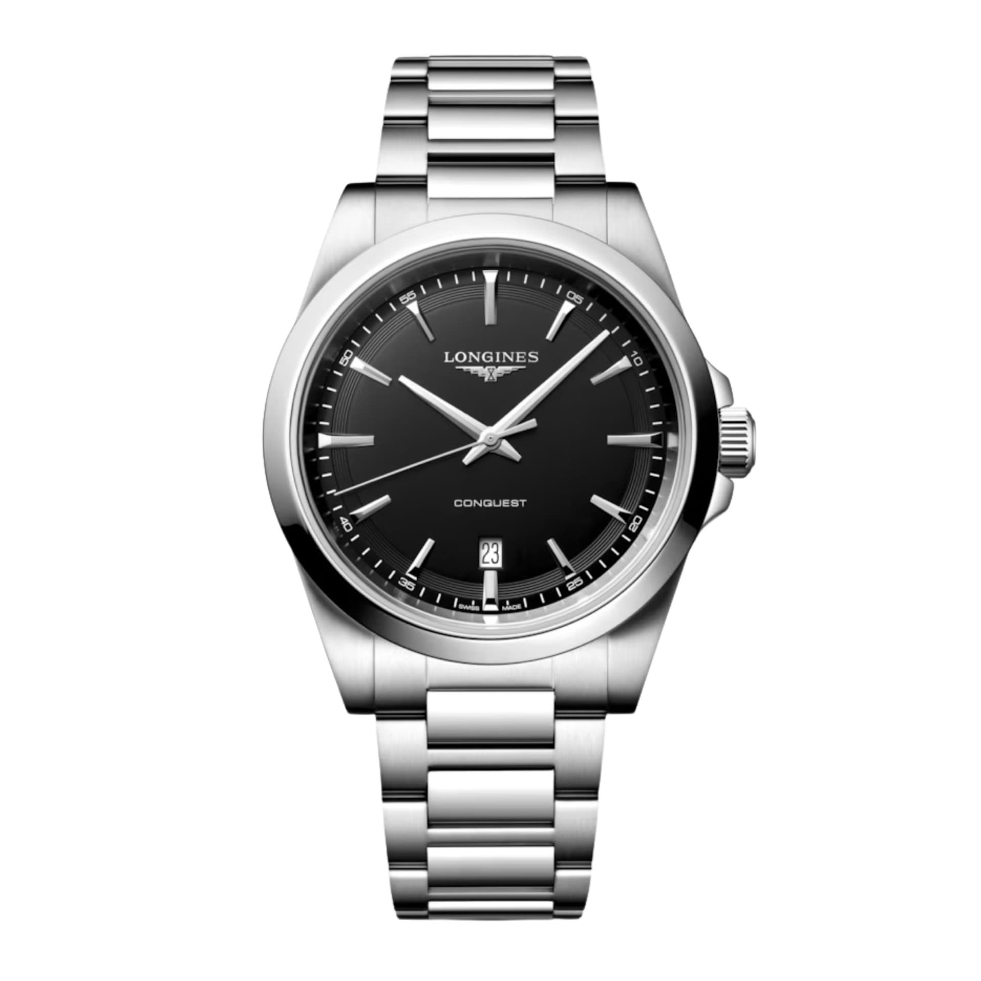 Longines Montre Longines Conquest quartz cadran noir bracelet acier 41 mm
