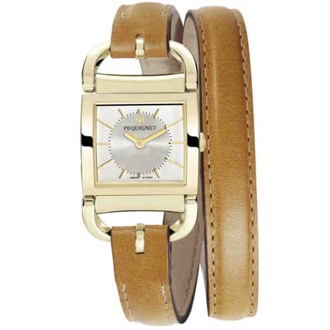 Pequignet E. Montre Pequignet Attellage Quartz - Cadran Nacre Blanc - Bracelet Marron Foncé - 5895438-DTC