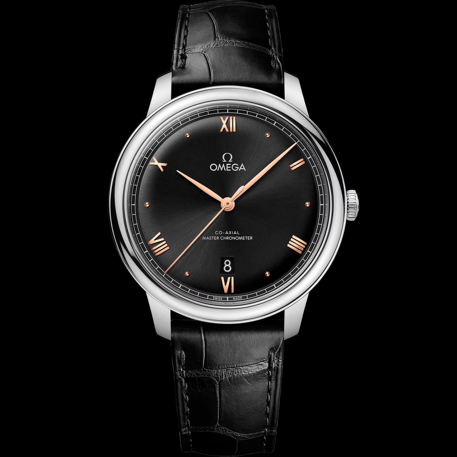 Omega De Ville 40 mm, acier sur bracelet en cuir