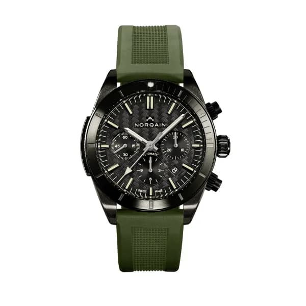 NORQAIN Montre Norqain Adventure Sport Chrono Bracelet Caoutchouc Kaki Cadran Noir