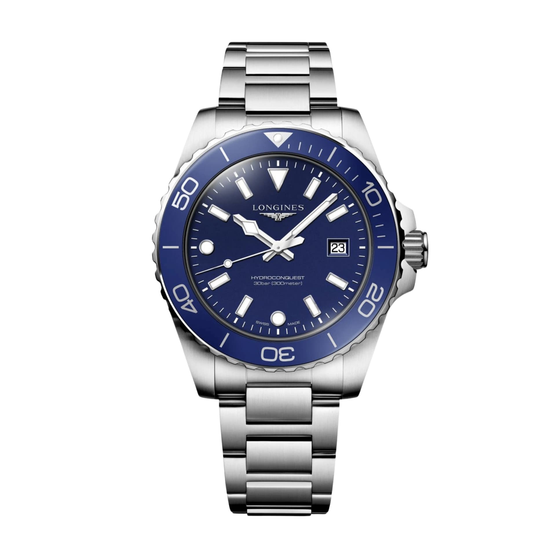 Longines Montre Longines HydroConquest quartz cadran bleu bracelet acier 42 mm