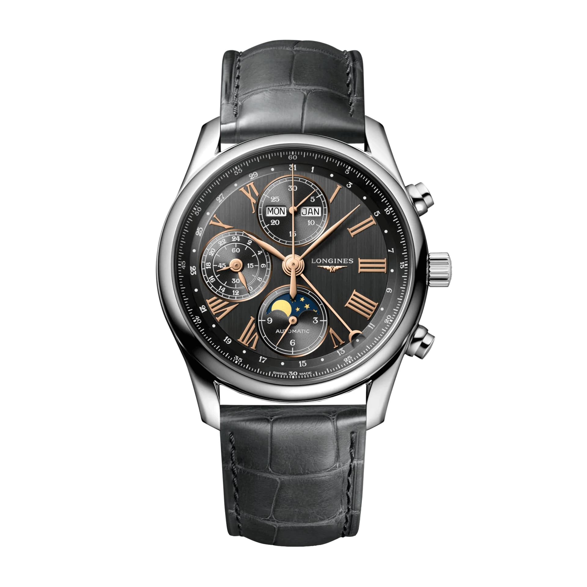 Longines Montre Longines Master Collection automatique cadran anthracite bracelet cuir anthracite 40 mm