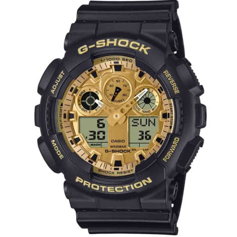 Casio Montre GSHOCK Classic - Série GA-100 - Noir Doré 55 x 51.2 mm- GA-100GGB-1A9