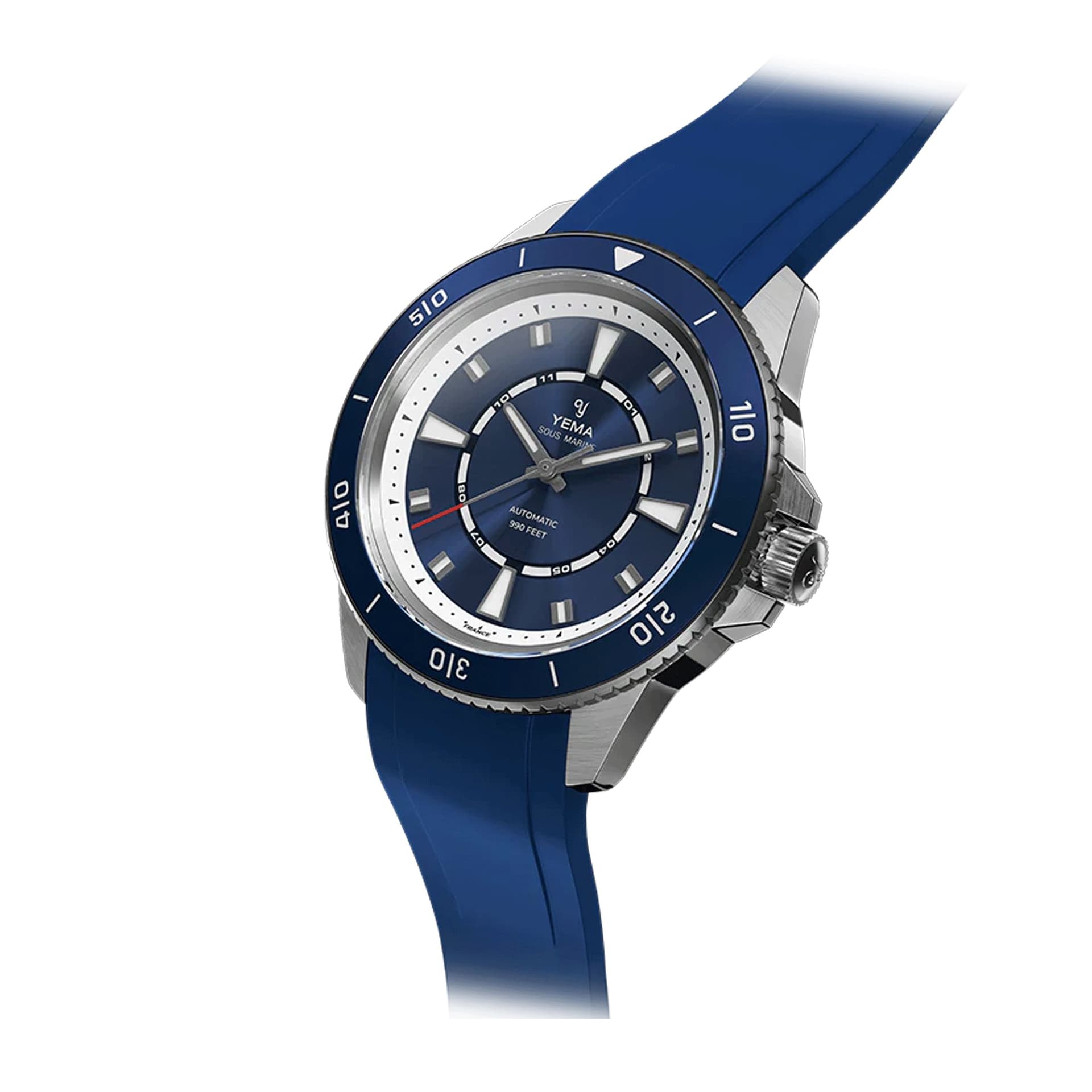 Yema Montre Yema Sous-Marine automatique cadran bleu bracelet caoutchouc bleu 40,5 mm