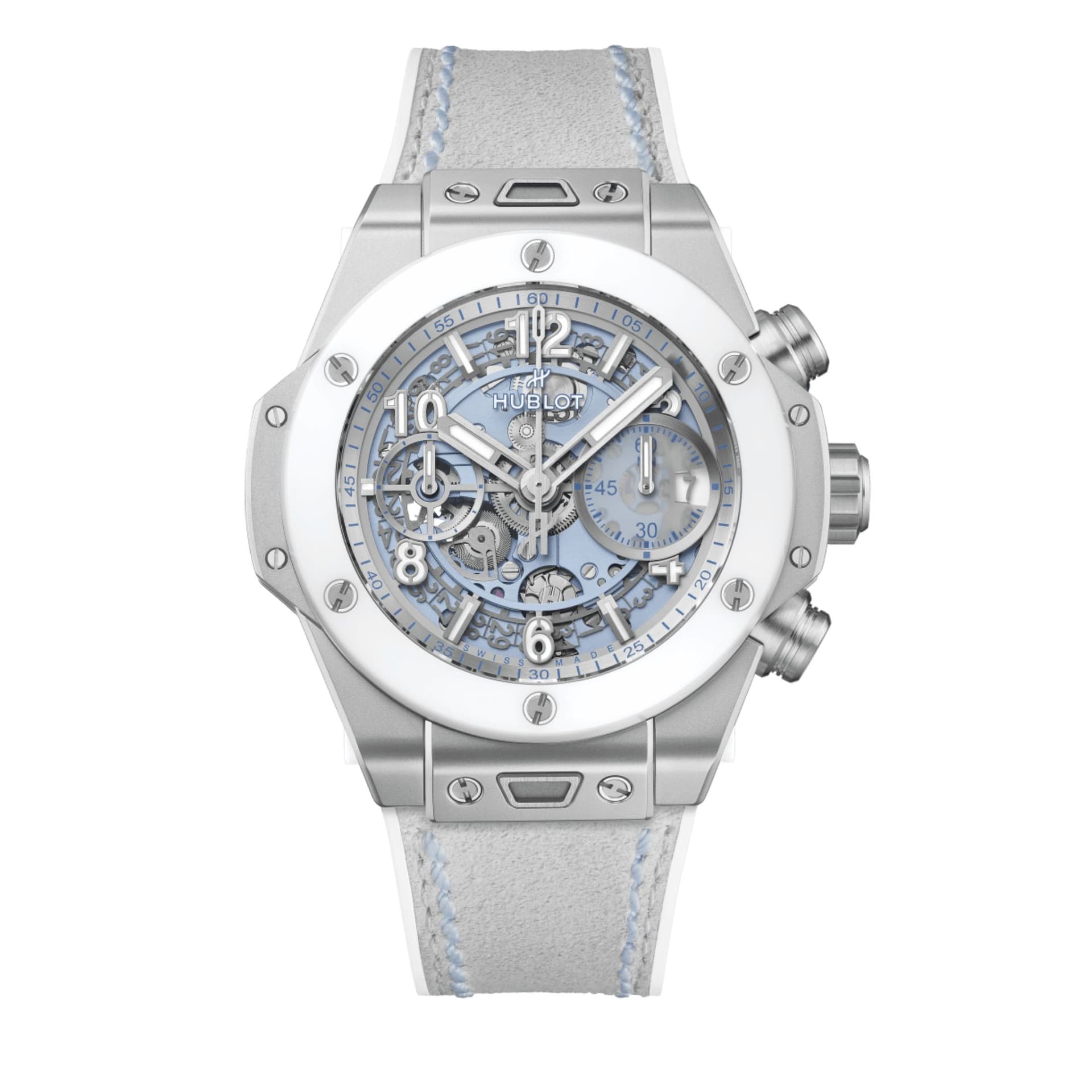 Hublot Montre Hublot Big Bang Unico Winter Titanium Ceramic automatique cadran squelette bracelet caoutchouc 42 mm