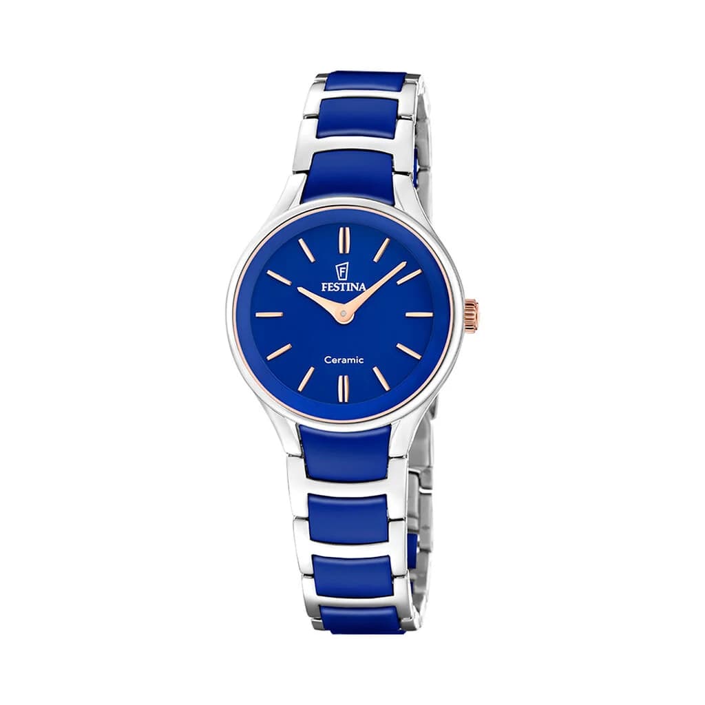 Festina Montre Festina Ceramic Bimatiere Bleu