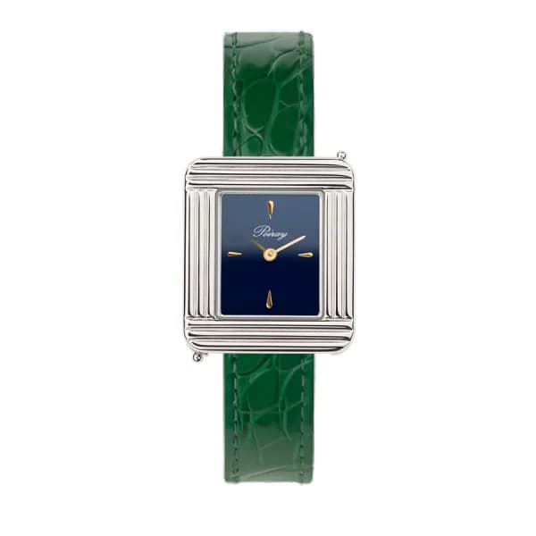 Poiray Montre Poiray Ma Première Mini Acier Cadran Bleu Bracelet Alligator Vert