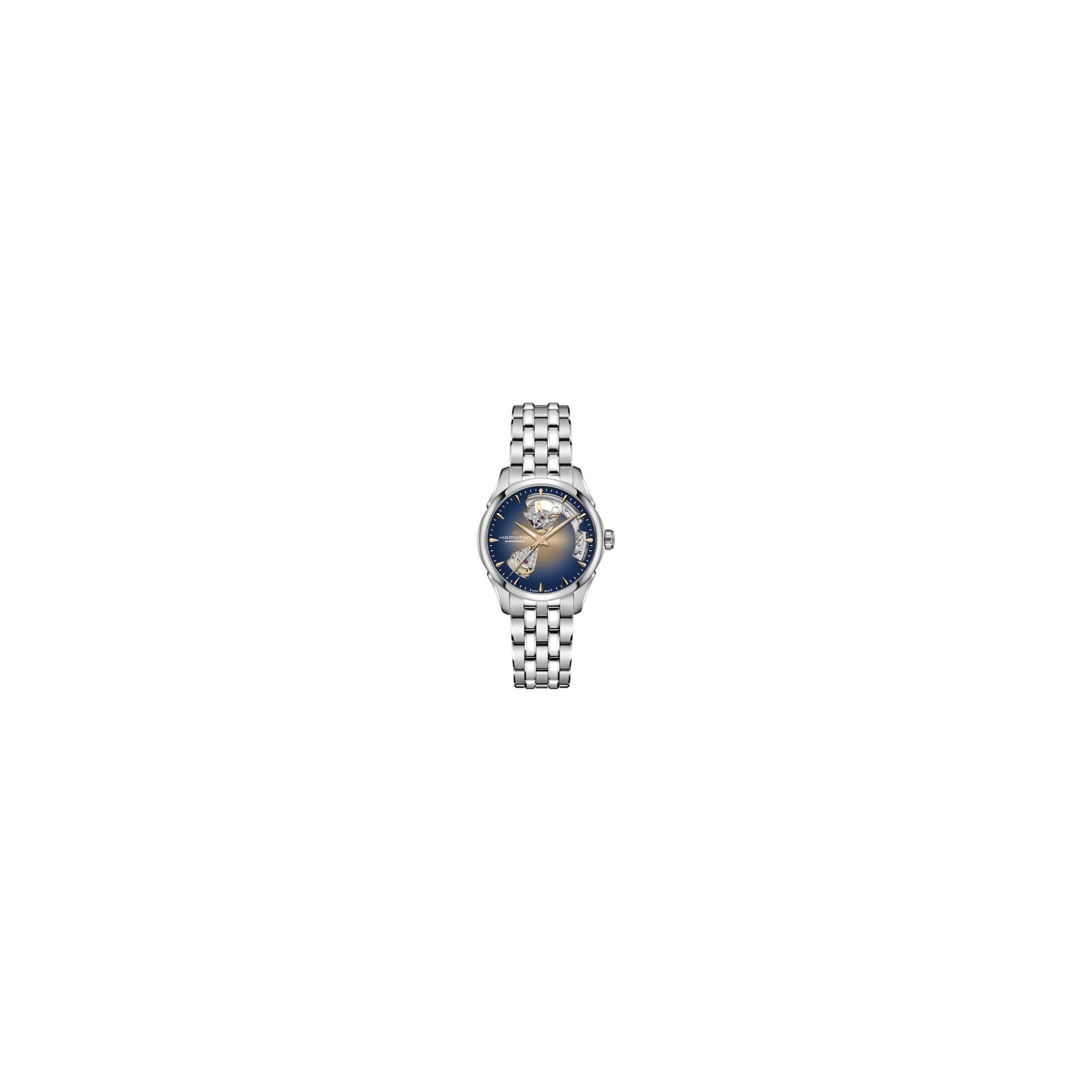 Hamilton Montre Hamilton Jazzmaster Lady Open Heart Auto cadran bleu et marron bracelet acier 36 mm