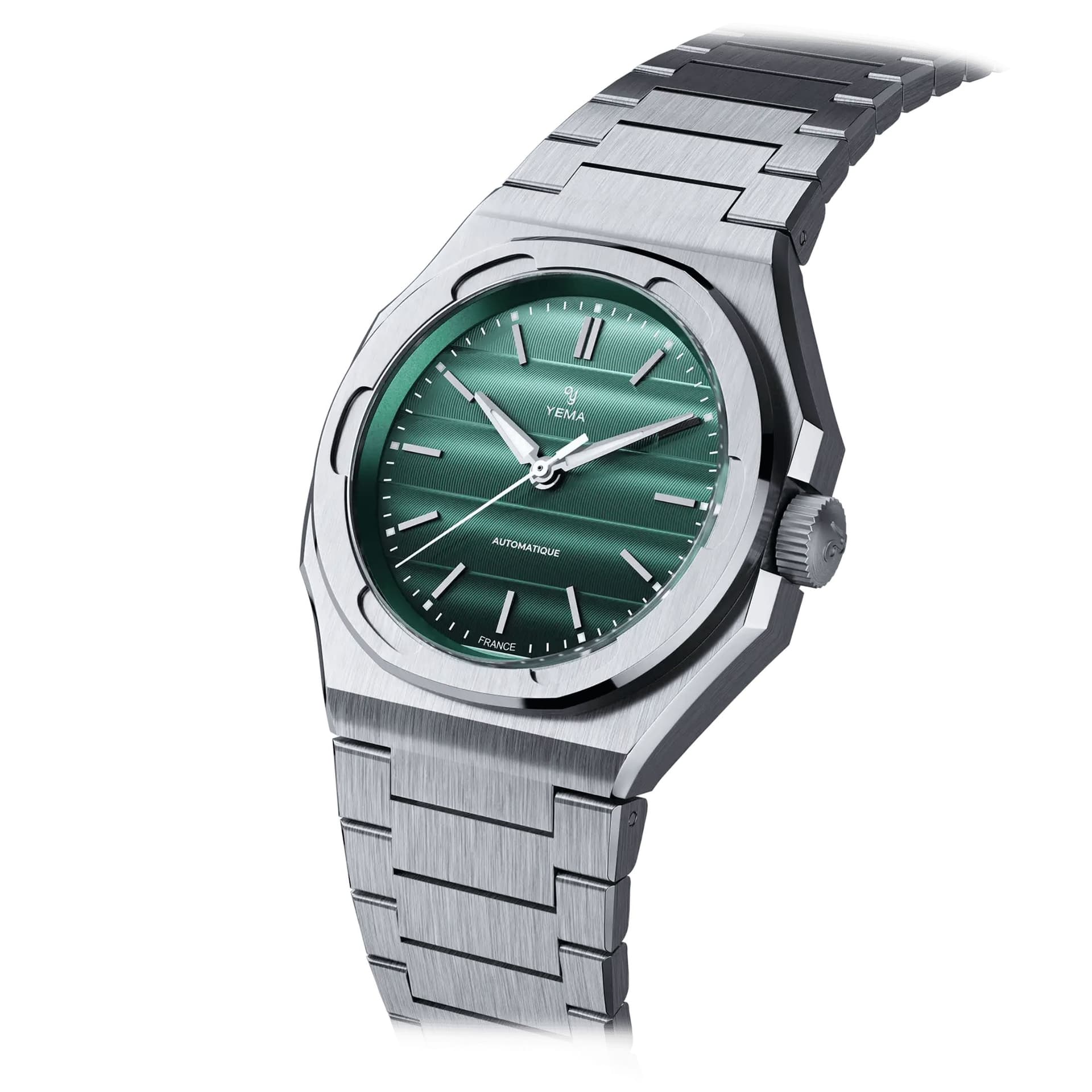 Yema Montre Yema Wristmaster Traveller automatique cadran vert bracelet acier 39 mm