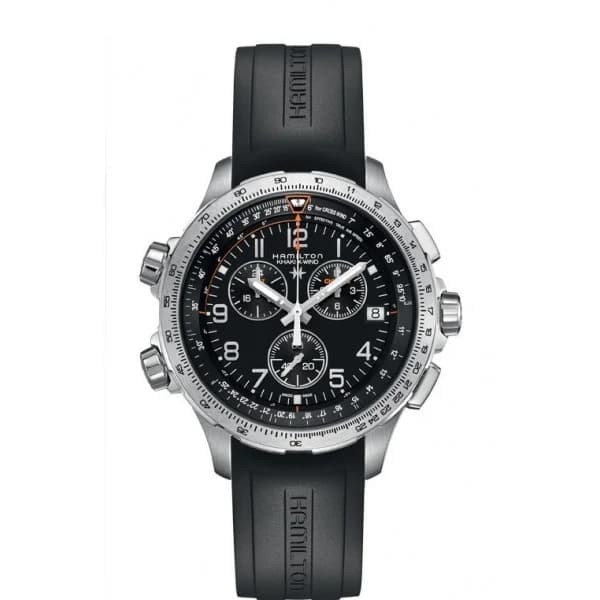 Hamilton Montre Hamilton Khaki Aviation X-WIND GMT 46 mm Chronoraphe Quartz bracelet caoutchouc