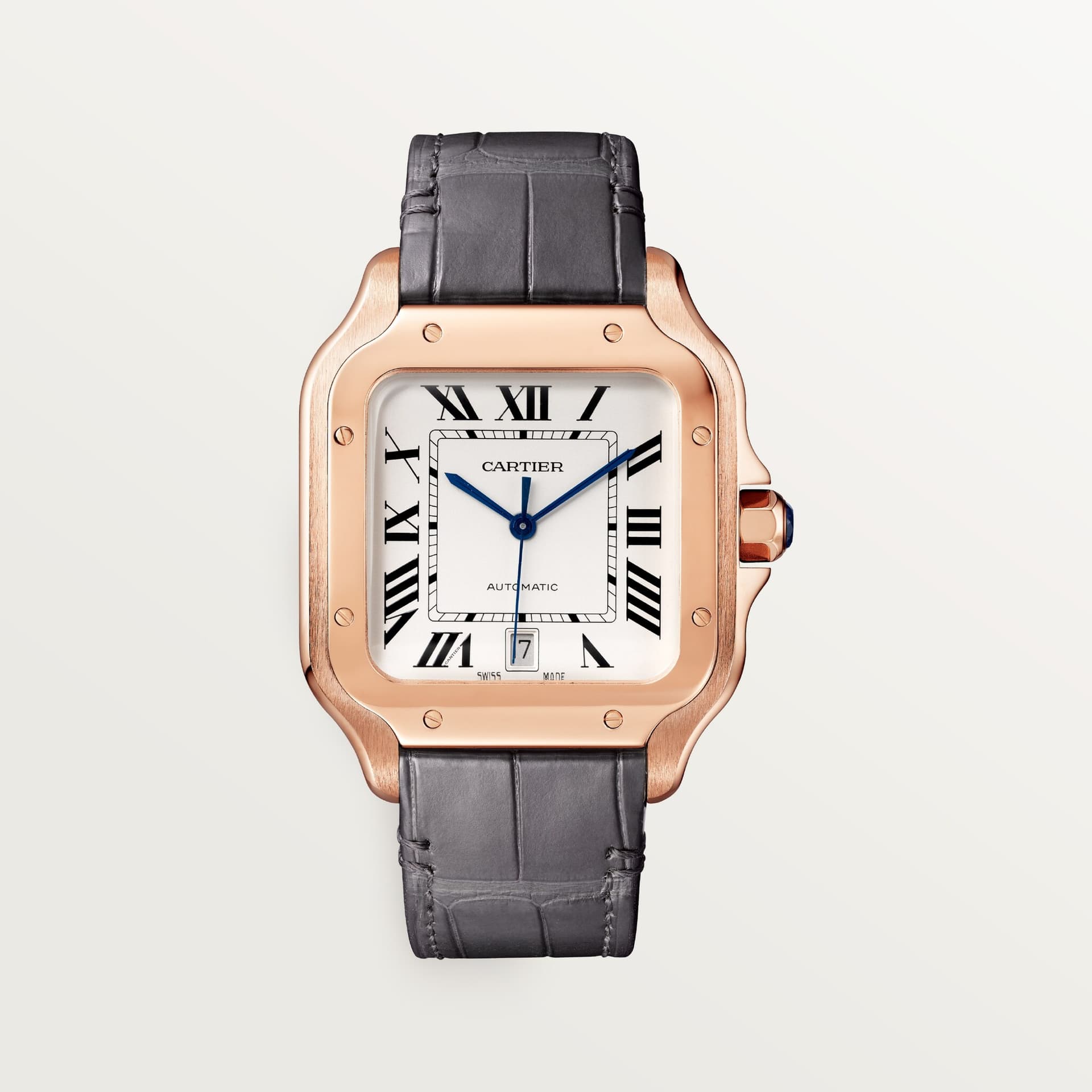 Cartier Santos — or rose cadran argenté