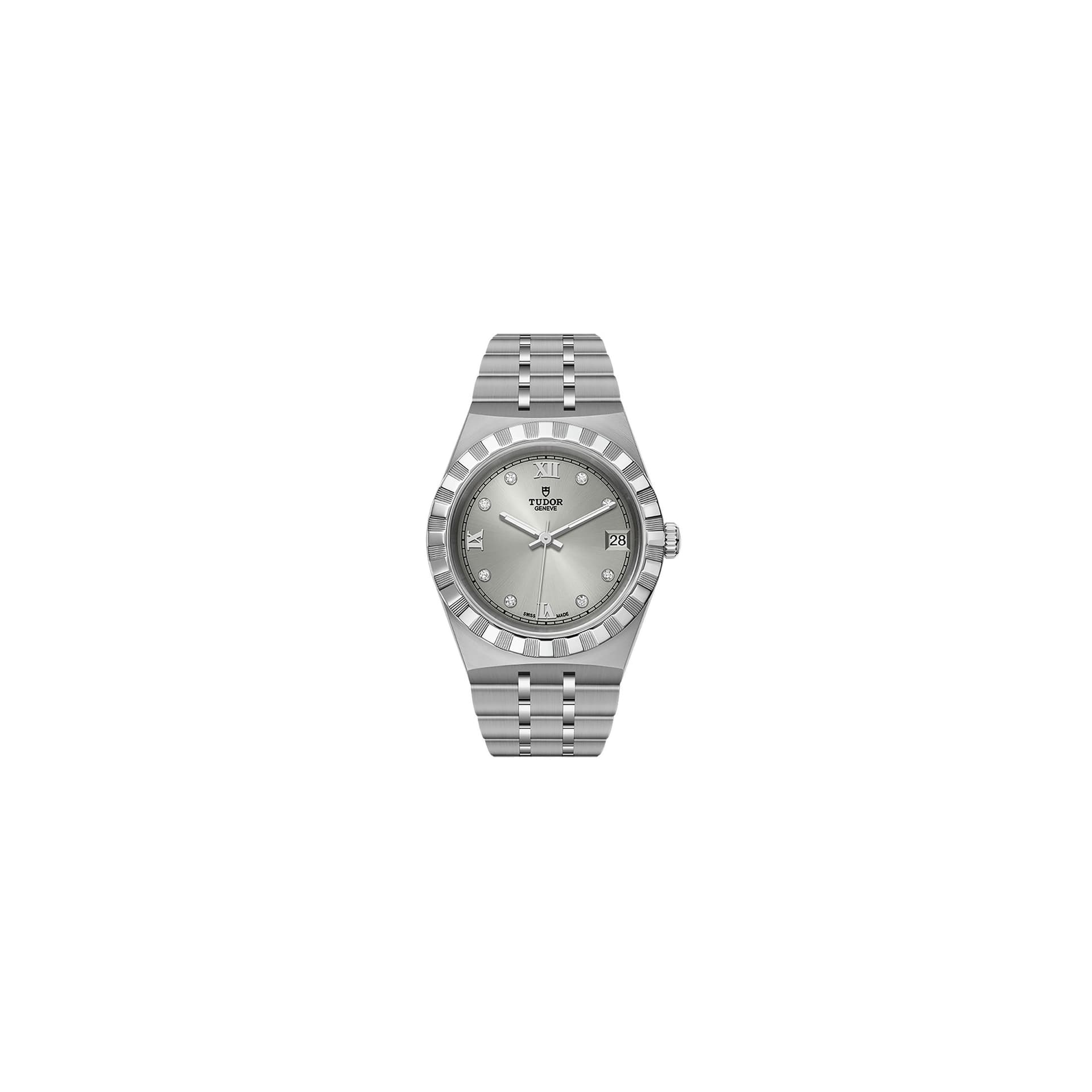 Tudor Montre Tudor Royal automatique index diamants cadran argenté bracelet acier 34 mm
