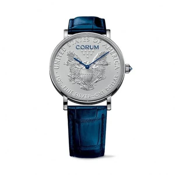 Daniel Gérard Montre Corum COIN Pièce Argent Rhodié Automatique