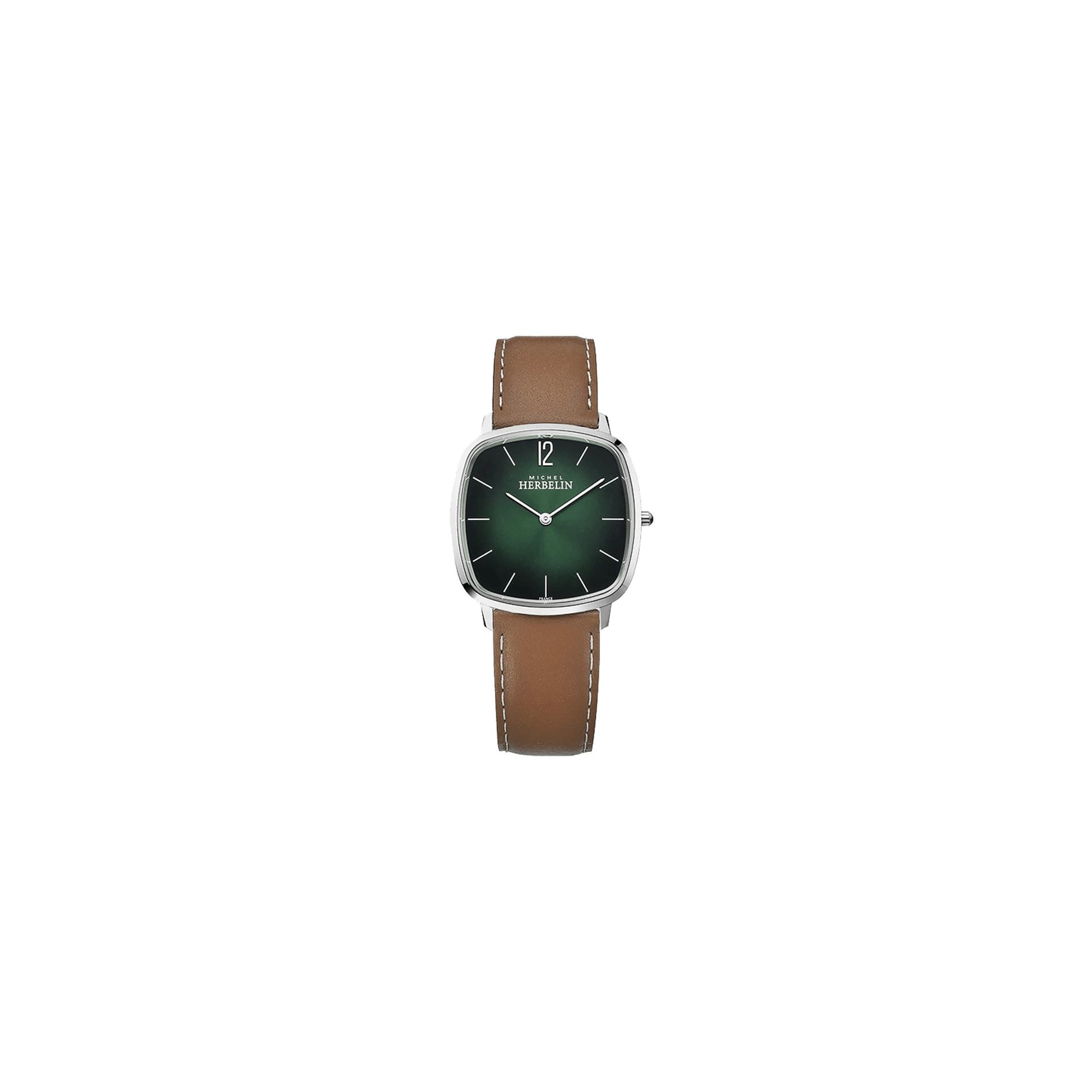 Michel Herbelin Montre Michel Herbelin City quartz cadran vert bracelet cuir brun 36 mm