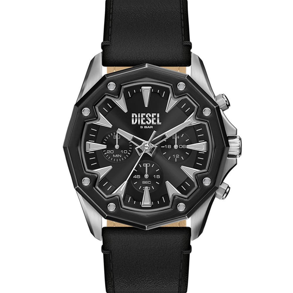 Diesel Montre Diesel Collection Stinger en Cuir Noir