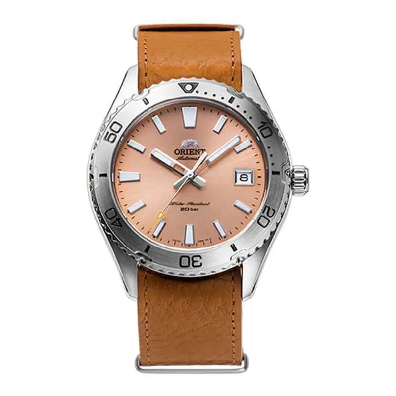 Orient Montre Orient Mako Automatique Cadran Abricot Bracelet Cuir - RA-AC0Q05P