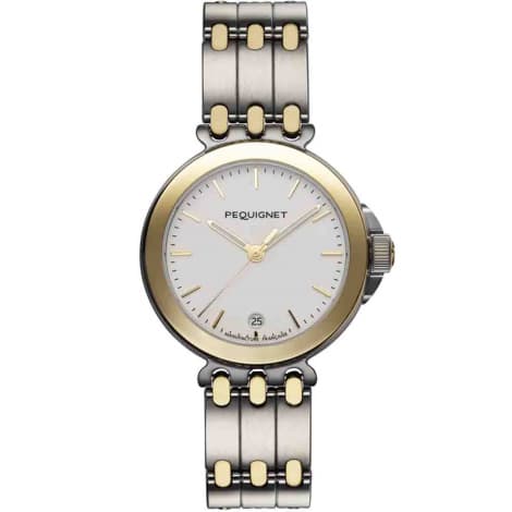 Pequignet E. Montre Pequignet Moorea - Acier & Or, Cadran Blanc & Bracelet 3 rangs 38.5mm - 4241318