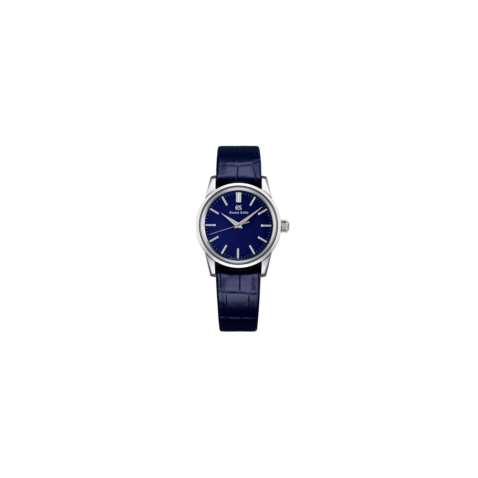Grand Seiko Montre Grand Seiko Elegance quartz cadran bleu bracelet cuir bleu 34 mm