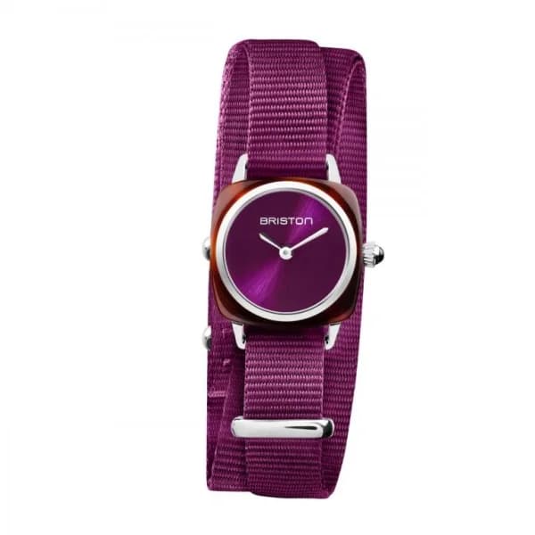 Briston Montre Briston Clubmaster Lady Acétate Cardinal Bracelet Nylon Violet