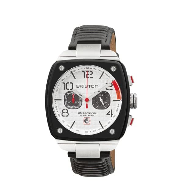 Briston Montre Briston Streamliner Urban Acier &amp; Acétate Cadran Blanc 42 mm