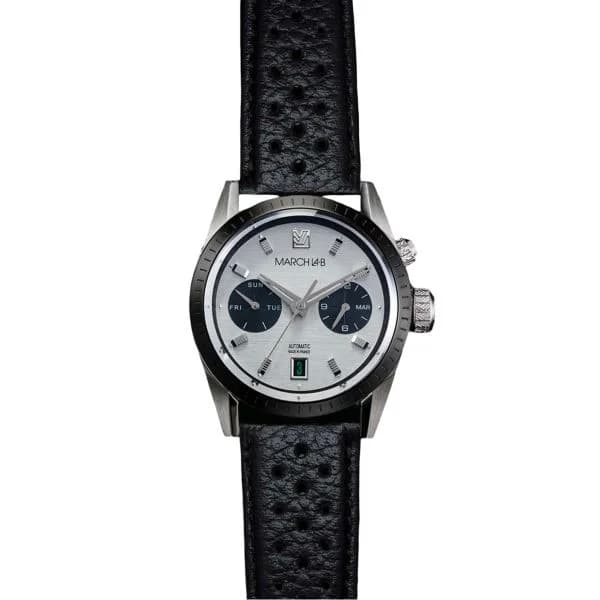 March LA.B Montre March LA.B Agenda Automatique Cadran Double Buffle Perforé Noir