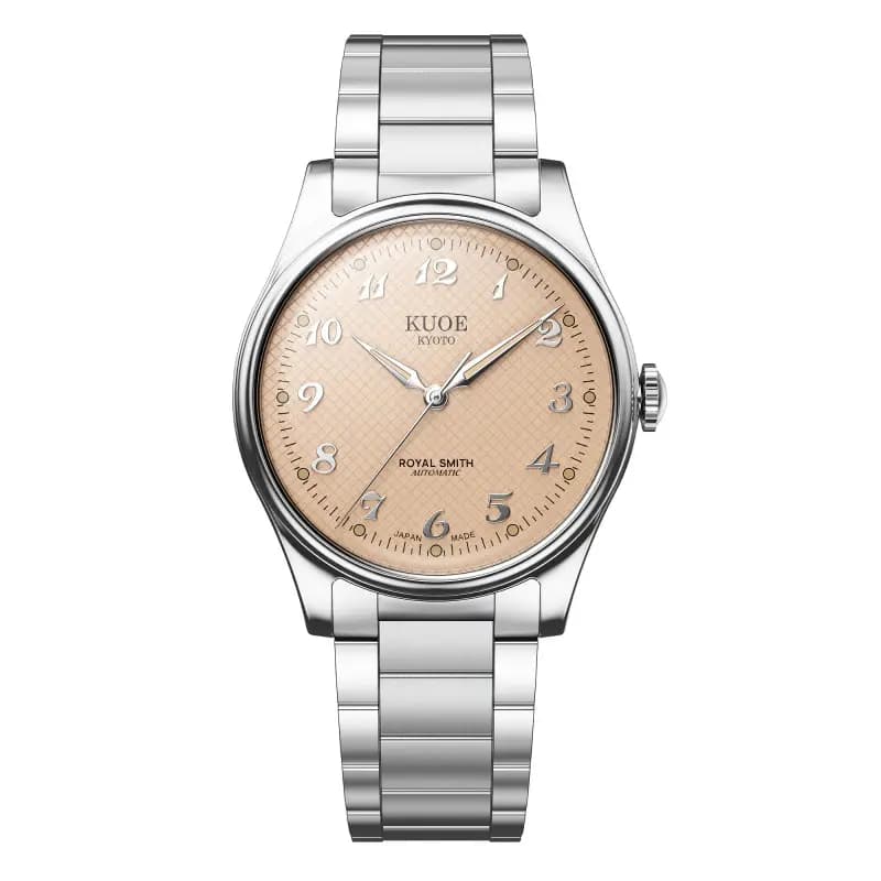 Kuoe Kyoto Montre Royal Smith 90-006 Breguet Numerals Silver Case Dusty Pink Dial