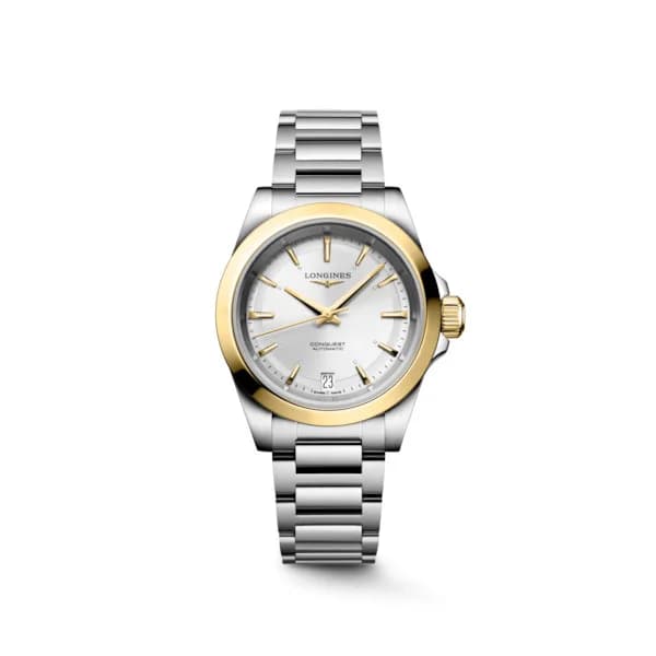 Longines Montre Longines Conquest 34 mm Automatique Cadran Argenté "soleil" Bracelet Acier