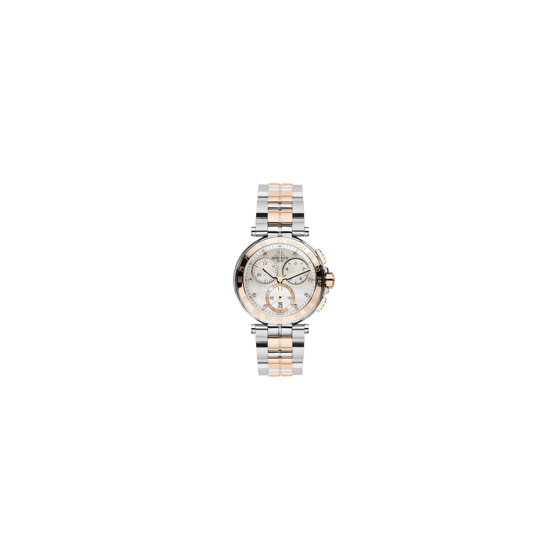 Michel Herbelin Montre Michel Herbelin Newport quartz chronographe cadran argent bracelet acier bicolore 34 mm