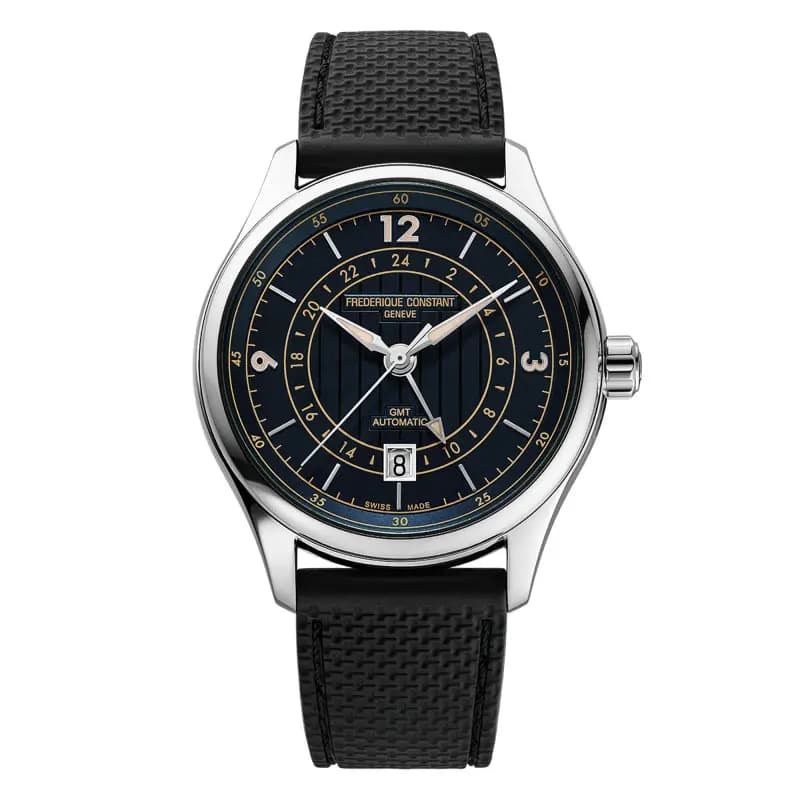 Frédérique Constant Montre Frédérique Constant Runabout GMT Automatique Cadran Bleu Bracelet Silicone - FC-350RN5B6