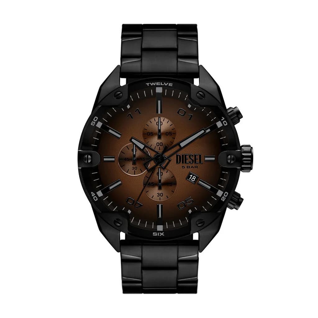 Diesel Montre Diesel Collection Spiked en Acier et PVD Noir