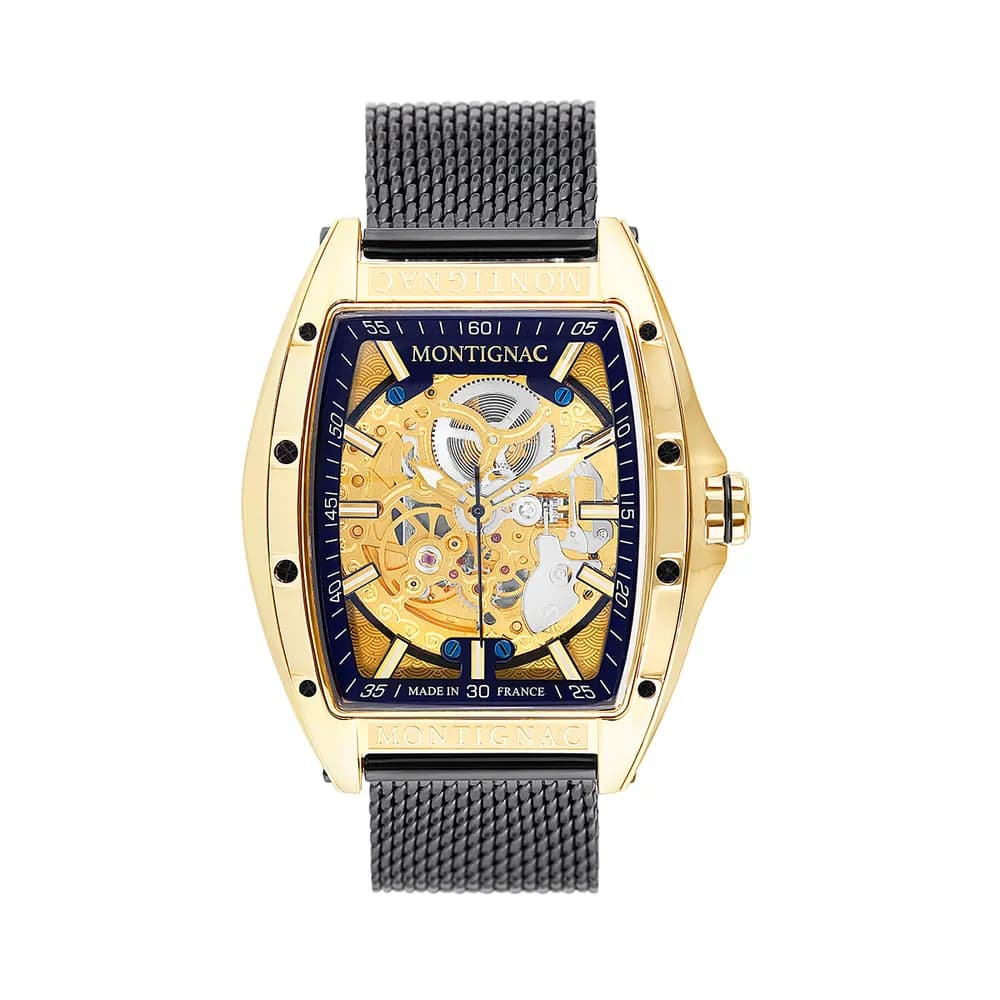 Montignac Montre automatique Homme Tonneau Noir