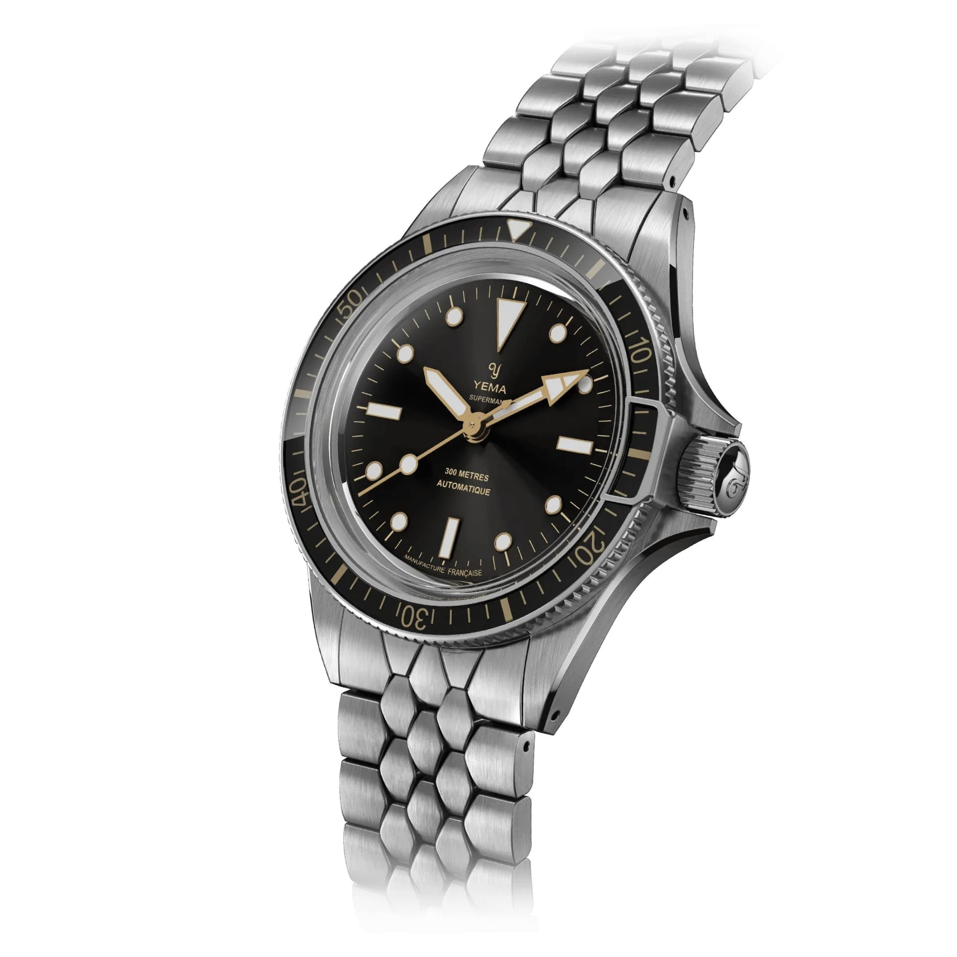 Yema Montre Yema Superman Gilt CMM.10 automatique cadran noir bracelet acier 41 mm
