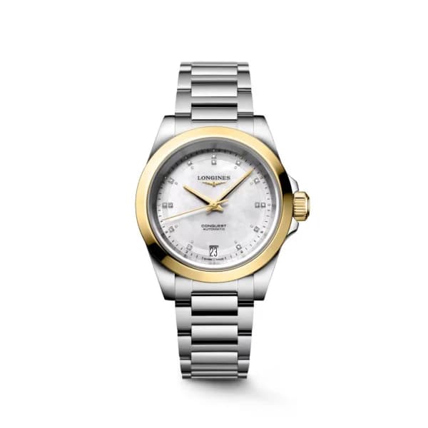 Daniel Gérard Montre Longines Conquest 34 mm Automatique Cadran Nacre blanche Bracelet Acier