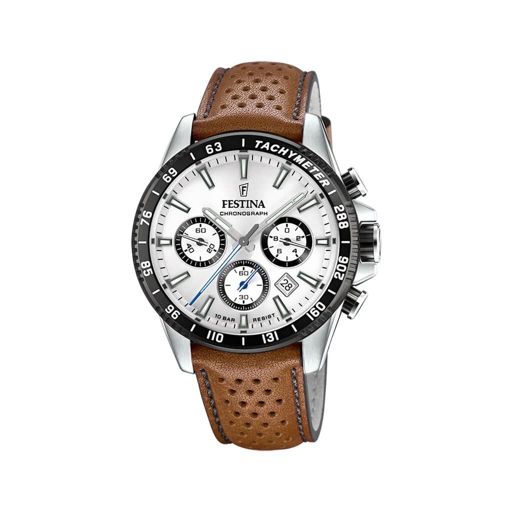 Festina Montre Homme FESTINA TIMELESS CHRONOGRAPH en Cuir Marron Etanche