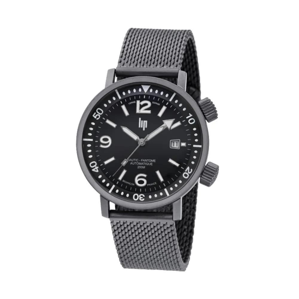 Lip Montre Lip Nautic-Ski 671859- Homme - cadran Noir- 41 mm - Acier et PVD Noir