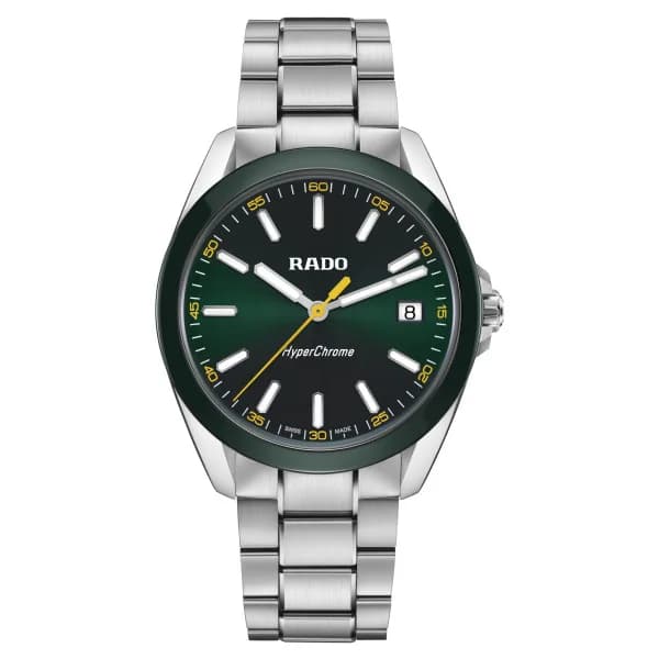 Rado Montre Rado Hyperchrome Quartz Cadran Vert Bracelet Argenté