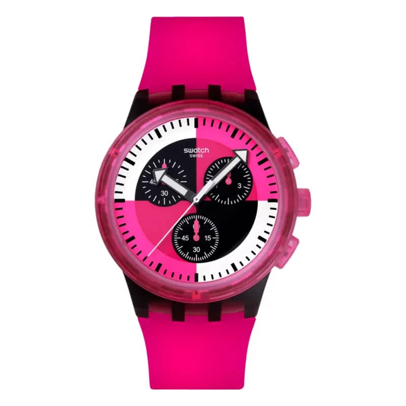 Swatch Montre quartz Mixte Smash it Noir, Fuchsia