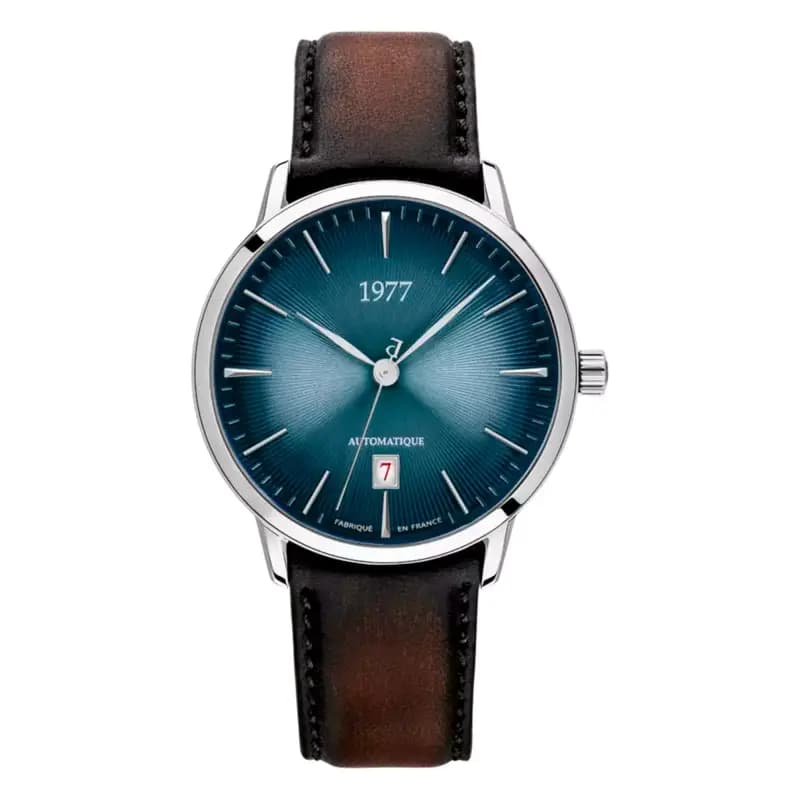1977 Montre EDMOND bleu nuit argenté cuir 1977P01164