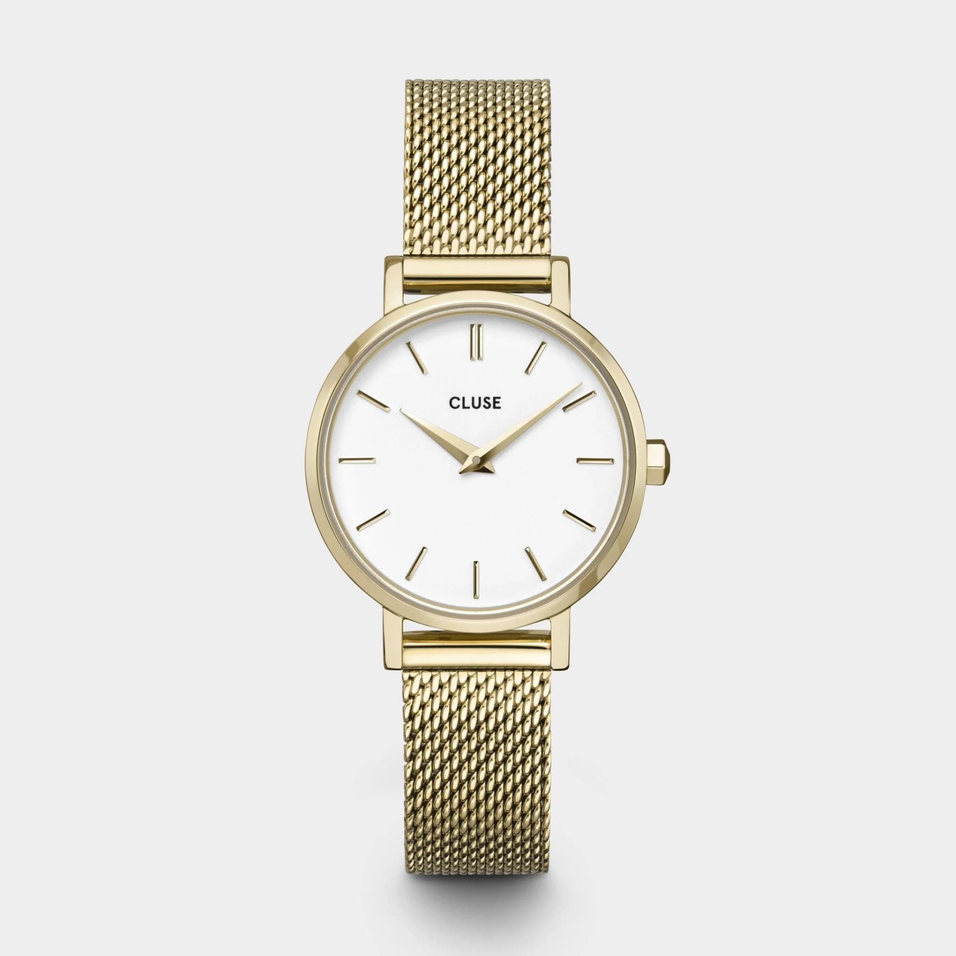 Cluse Boho Chic Petite Watch Mesh, White, Gold Colour