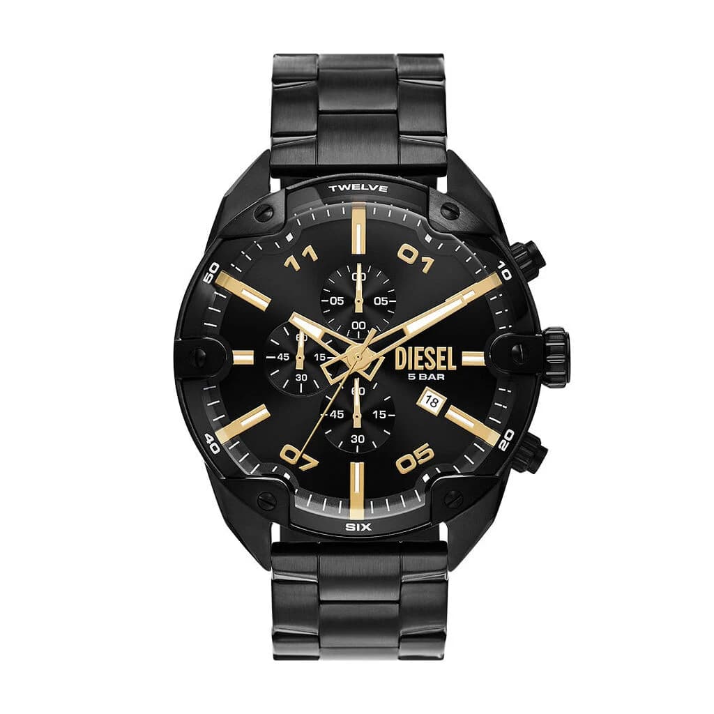 Diesel Montre Diesel Collection Spiked en Acier et PVD Noir