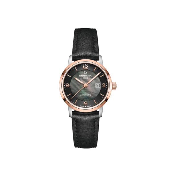 Certina Montre Certina DS Caimano Lady Automatic 29mm Automatique Cadran Nacre Bracelet Cuir Noir