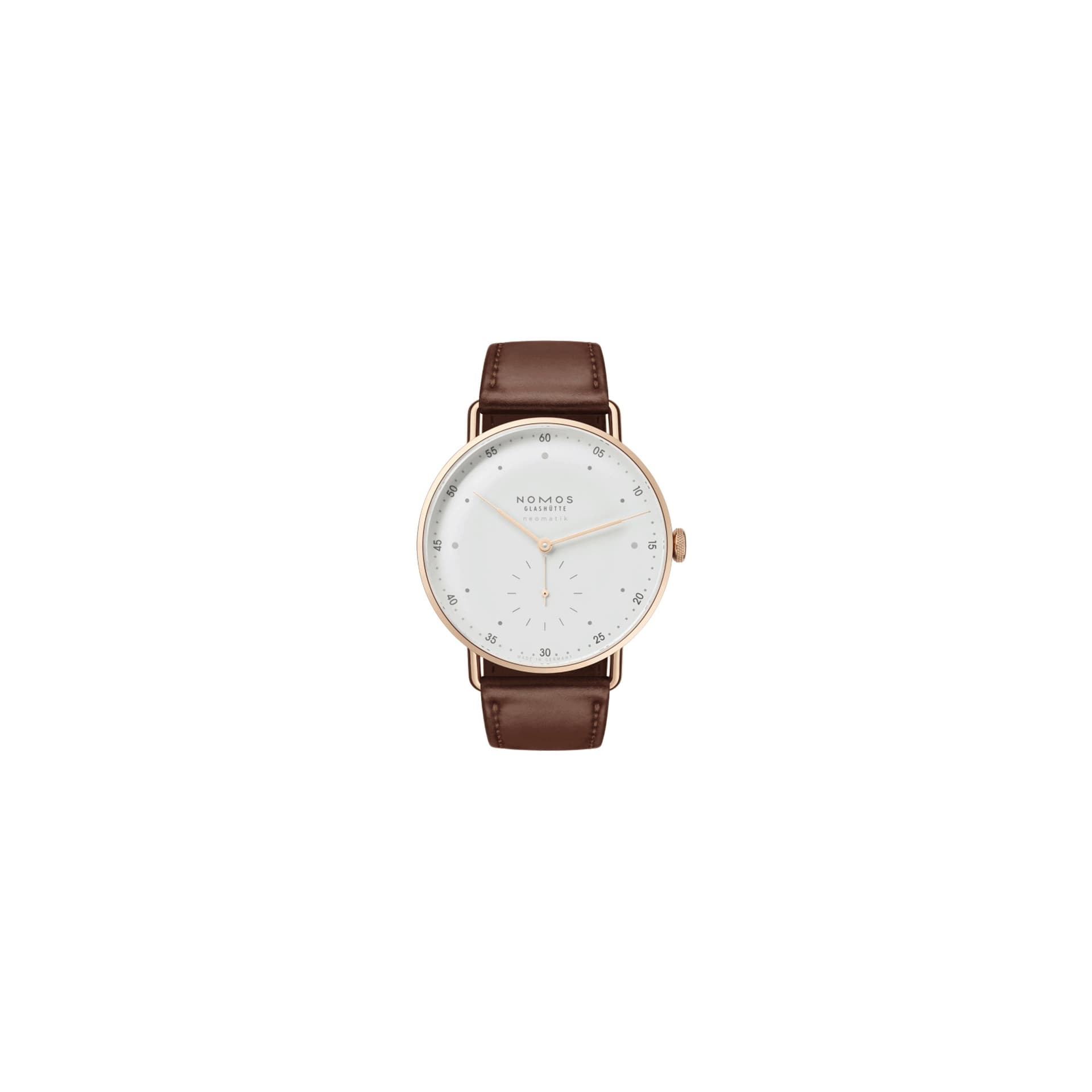 Nomos Montre NOMOS Metro Neomatik 39 automatique or rose bracelet cuir brun 38,5 mm